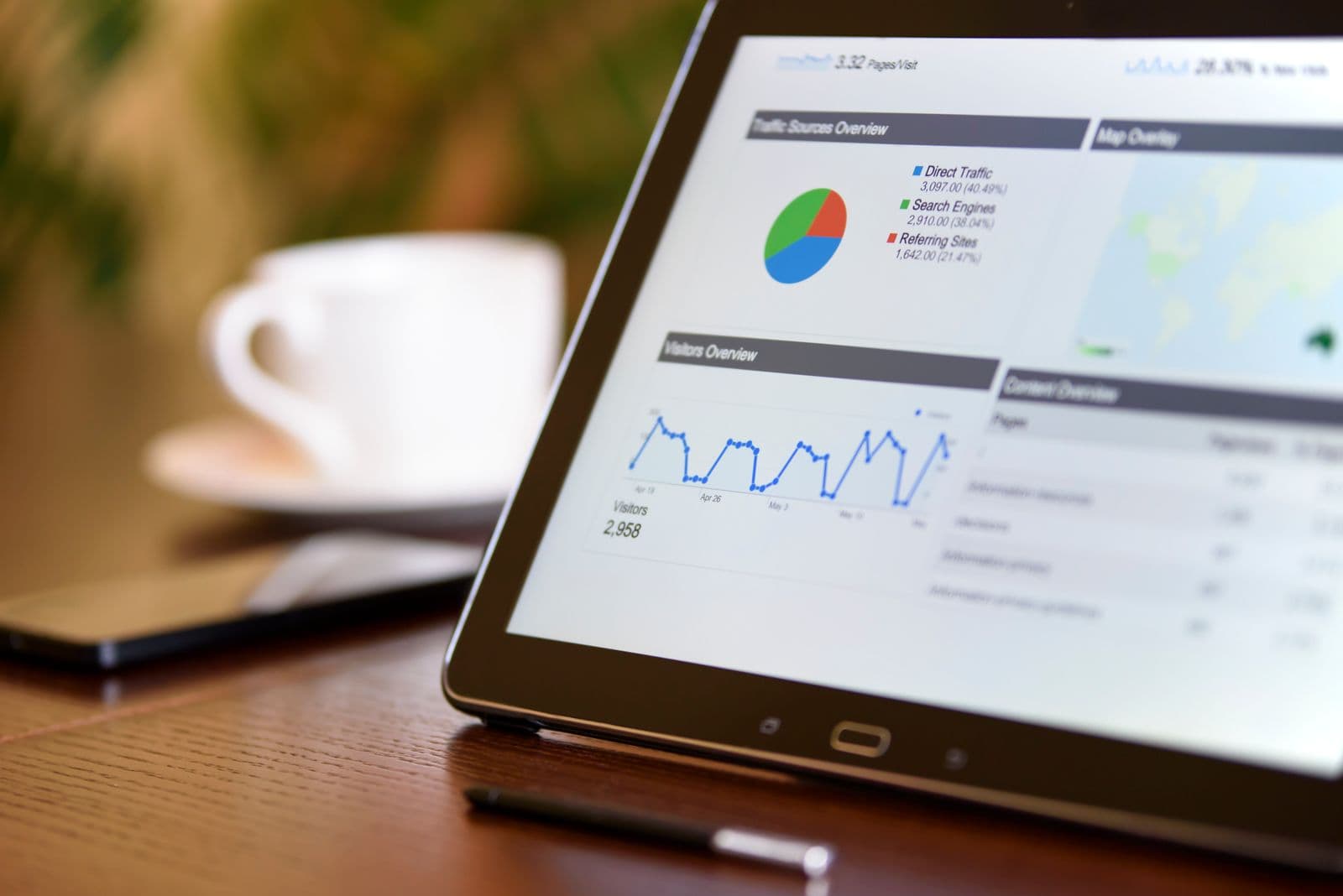 Search engine optimisation performance data on screen